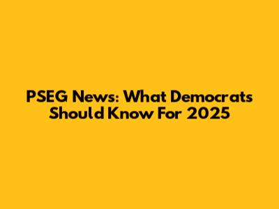 PSEG News: What Democrats Should Know For 2025
