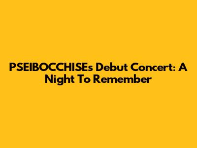 PSEIBOCCHISE's Debut Concert: A Night To Remember