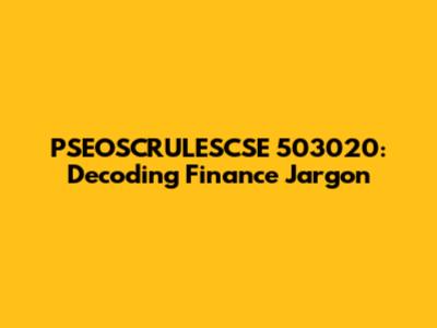 PSEOSCRULESCSE 503020: Decoding Finance Jargon