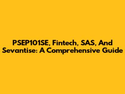 PSEP101SE, Fintech, SAS, And Sevantise: A Comprehensive Guide