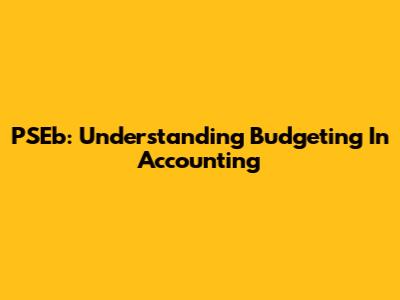 PSEb: Understanding Budgeting In Accounting