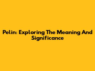 Pelin: Exploring The Meaning And Significance