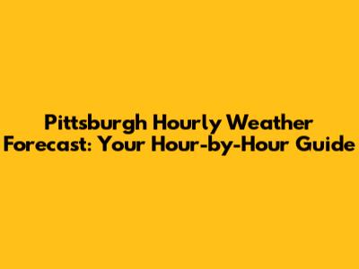 Pittsburgh Hourly Weather Forecast: Your Hour-by-Hour Guide