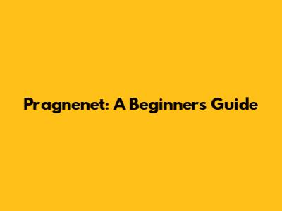 Pragnenet: A Beginner's Guide