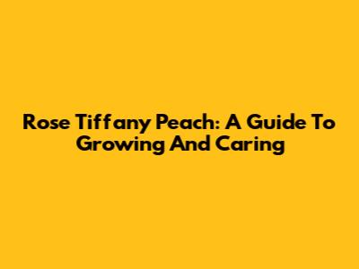 Rose Tiffany Peach: A Guide To Growing And Caring