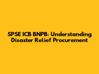 SPSE ICB BNPB: Understanding Disaster Relief Procurement