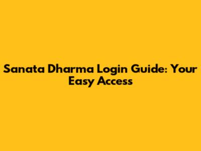 Sanata Dharma Login Guide: Your Easy Access