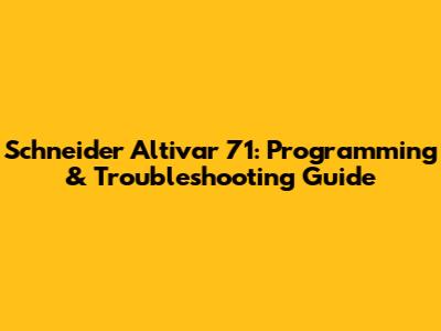 Schneider Altivar 71: Programming & Troubleshooting Guide