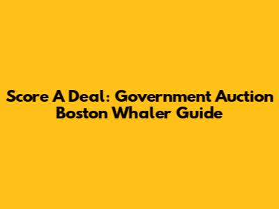 Score A Deal: Government Auction Boston Whaler Guide