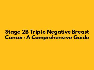 Stage 2B Triple Negative Breast Cancer: A Comprehensive Guide
