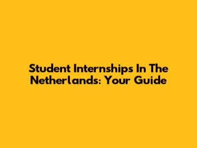 Student Internships In The Netherlands: Your Guide