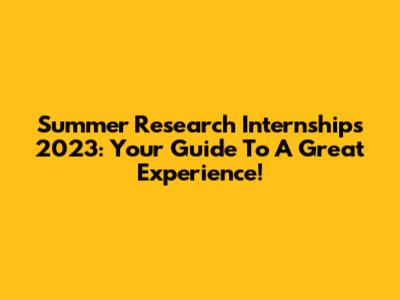 Summer Research Internships 2023: Your Guide To A Great Experience!