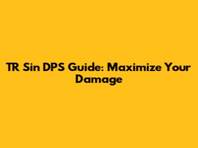 TR Sin DPS Guide: Maximize Your Damage