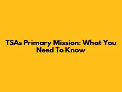 TSA's Primary Mission: What You Need To Know