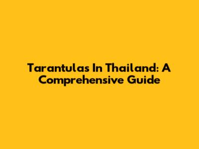 Tarantulas In Thailand: A Comprehensive Guide