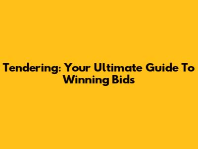 Tendering: Your Ultimate Guide To Winning Bids