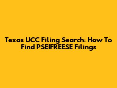 Texas UCC Filing Search: How To Find PSEIFREESE Filings