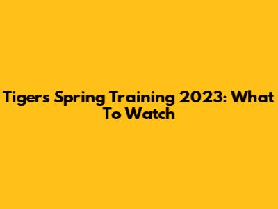 Tigers Spring Training 2023: What To Watch