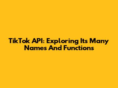 TikTok API: Exploring Its Many Names And Functions