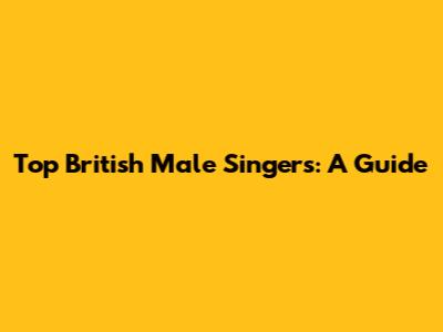 Top British Male Singers: A Guide