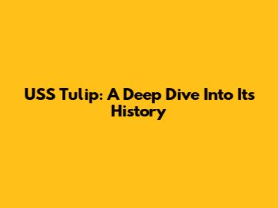 USS Tulip: A Deep Dive Into Its History
