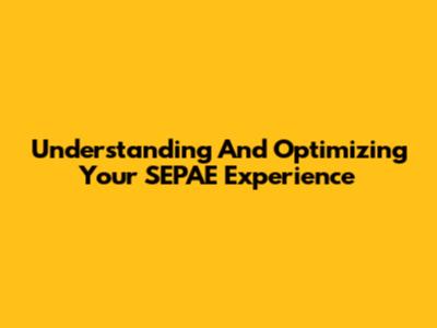 Understanding And Optimizing Your SEPAE Experience