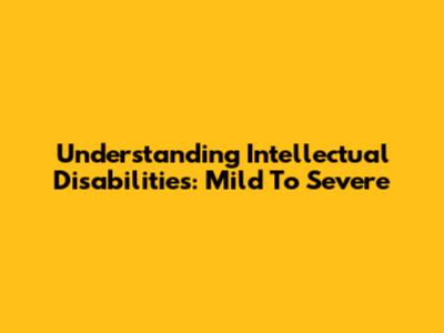 Understanding Intellectual Disabilities: Mild To Severe