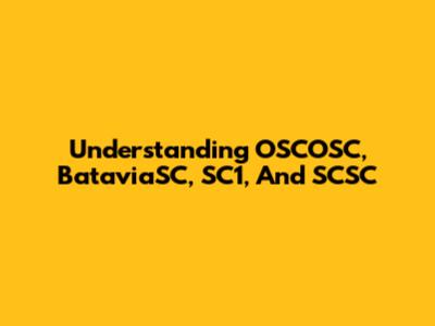 Understanding OSCOSC, BataviaSC, SC1, And SCSC