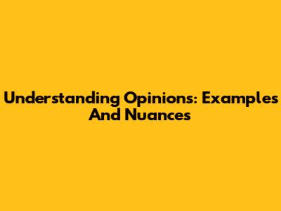 Understanding Opinions: Examples And Nuances