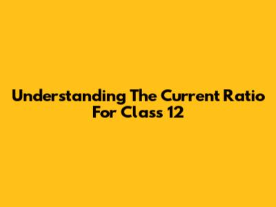 Understanding The Current Ratio For Class 12