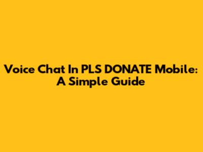 Voice Chat In PLS DONATE Mobile: A Simple Guide