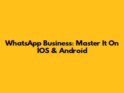 WhatsApp Business: Master It On IOS & Android