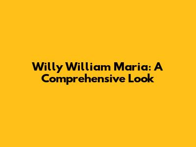 Willy William Maria: A Comprehensive Look
