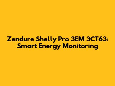 Zendure Shelly Pro 3EM 3CT63: Smart Energy Monitoring