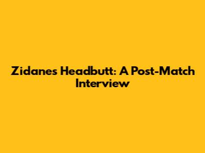 Zidane's Headbutt: A Post-Match Interview