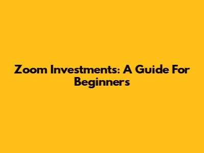 Zoom Investments: A Guide For Beginners